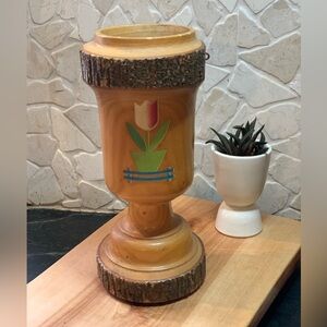 ELLWOOD RUSTICWARE | Turned Wooden Vase with Live Edge Bark